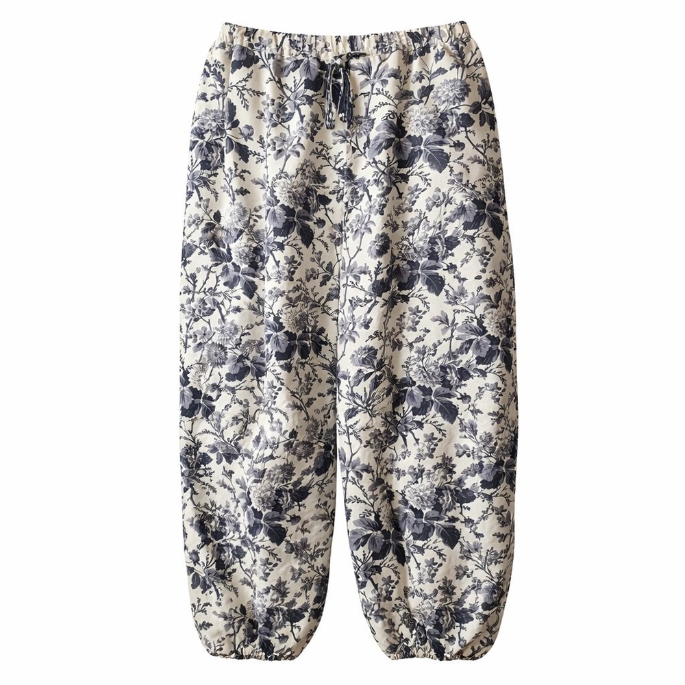 MAEVE By Anthropologie Silky Balloon Parachute Pant Sz M Ivory Black Floral EUC!
